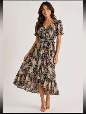 Lauren Conrad Floral Ruffled Wrap Maxi Dress